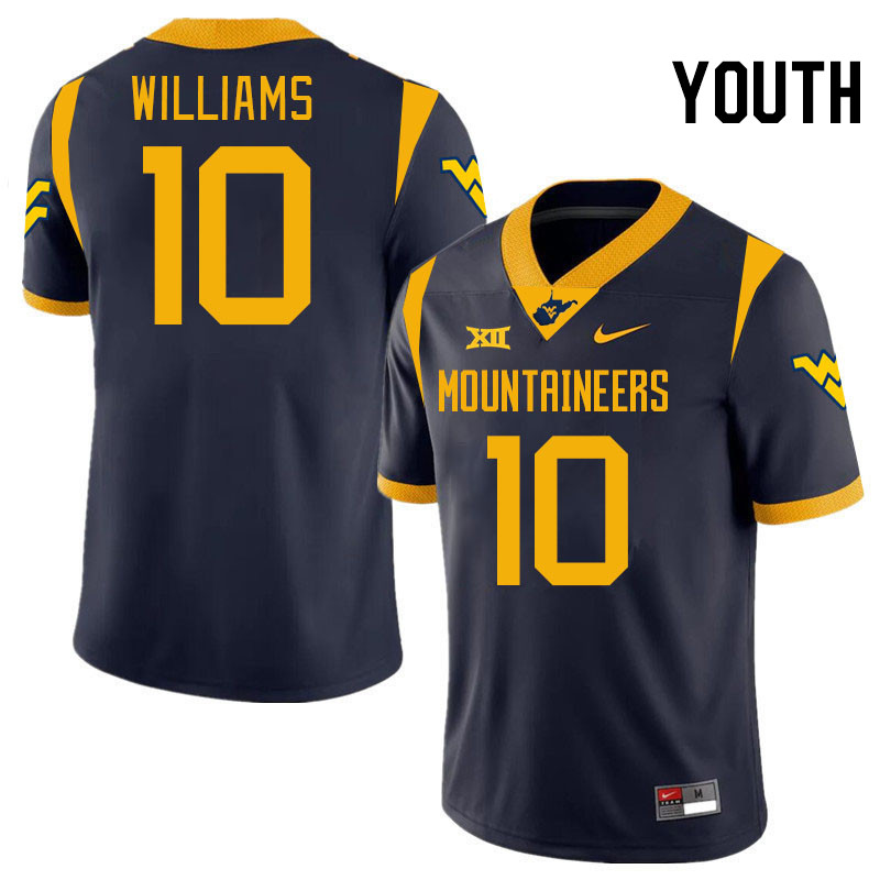 Youth #10 Jarel Williams West Virginia Mountaineers College 2024 New Uniforms Football Jerseys Stitc